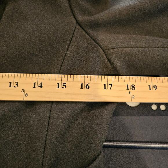 Women's Large Guess Red Wool Blend Long Trench Pea Coat Double-Breasted Military - Picture 8 of 12